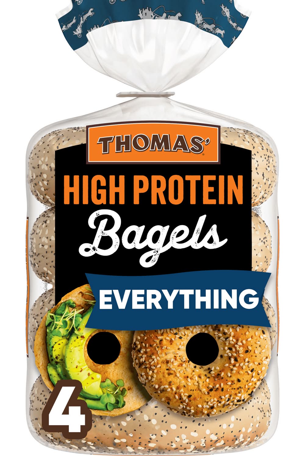 Thomas High Protein Everything Bagel, Everything (15.5 oz, 4 ct)