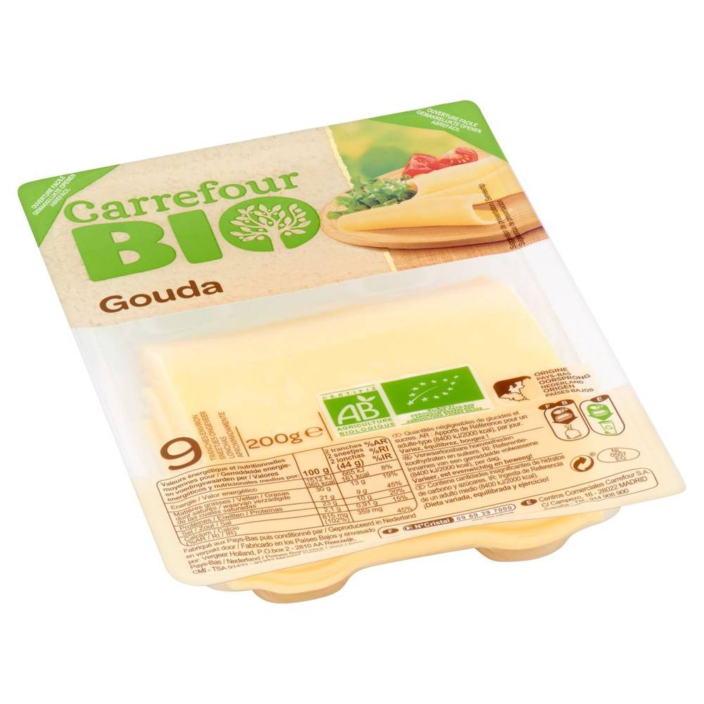 Carrefour Bio Gouda tranches 200 g