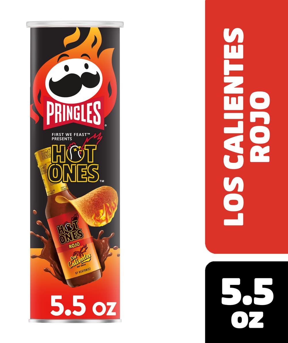 Pringles Hot Ones Los Calientes Potato Crisps, Rojo Hot (5.5 oz)