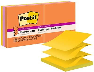 Post-it Super Sticky Pop-up Notes, 3 x 3, Energy Boost Collection, 90 Sheet/Pad, 6 Pads/Pack (R330-6SSUC)
