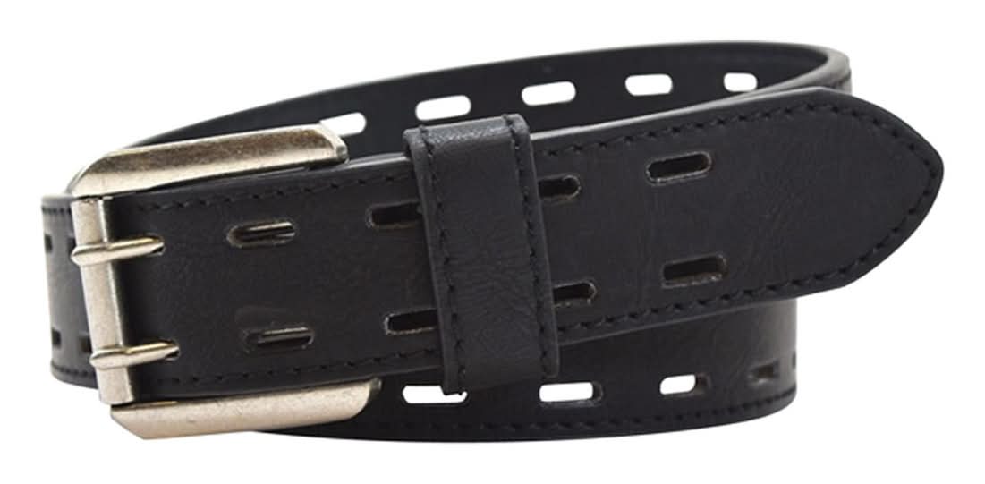 Beverly Hills Polo Club Double Perforated Men'S Belt Black 38 Mm Size 44 To 46
