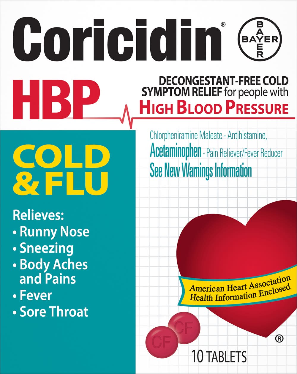 Bayer Coricidin Hbp Decongestant-Free Cold Symptom Relief (2.9 oz)