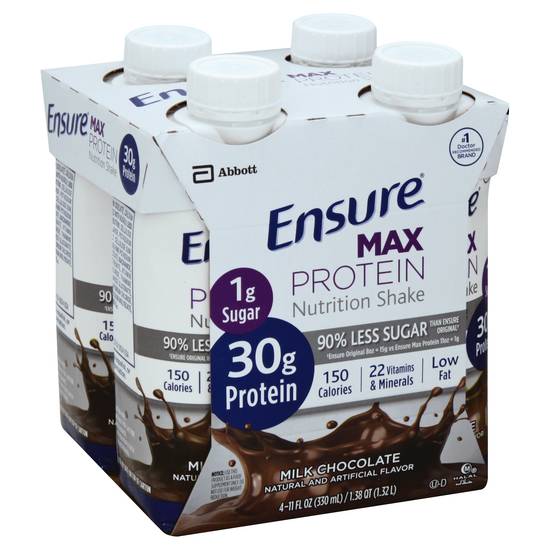 Ensure Max Protein Milk Chocolate Nutrition Shake (4 ct, 11 floz)