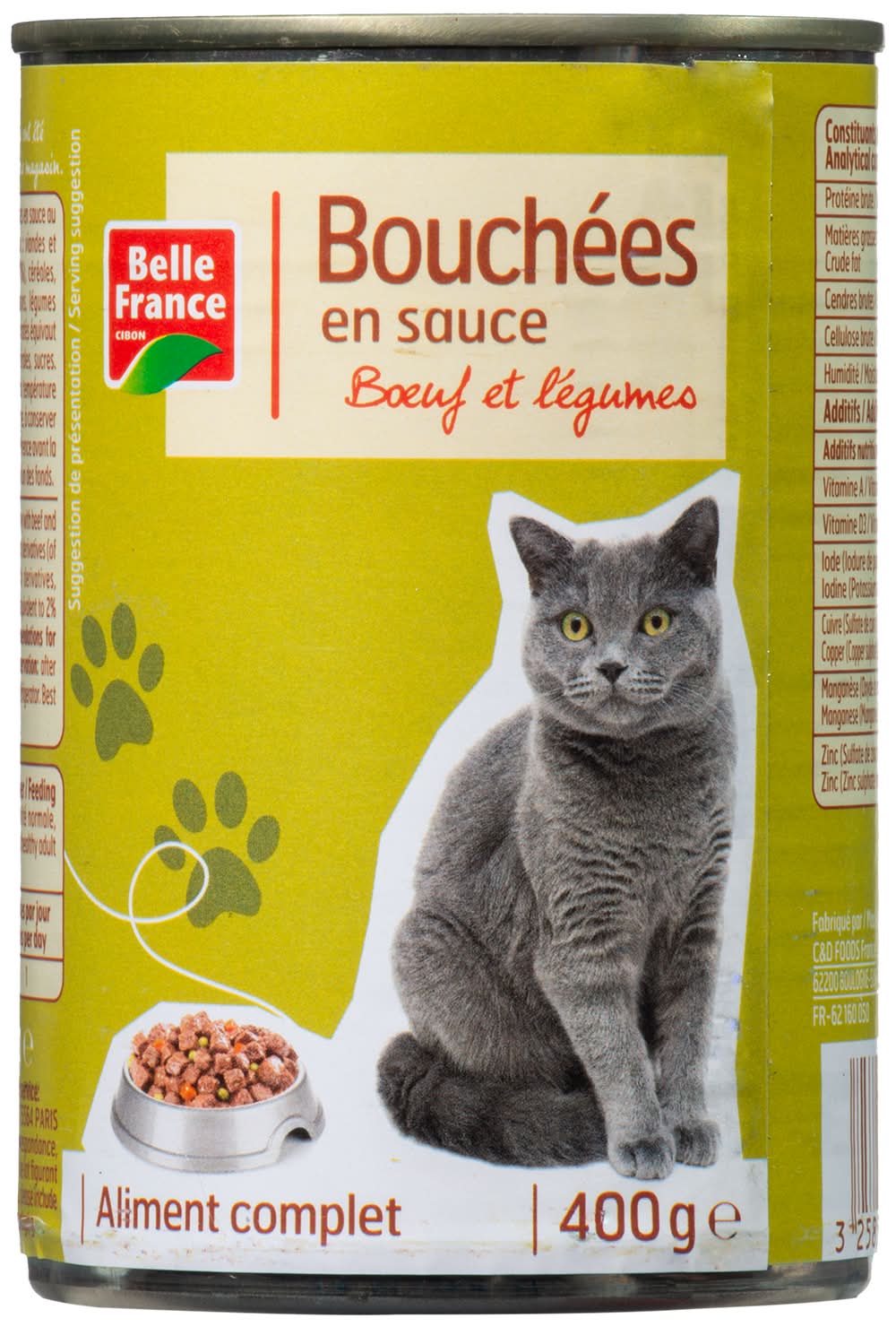 Belle France - Bouchées en sauce au bœuf et aux légumes pour chat (400g)