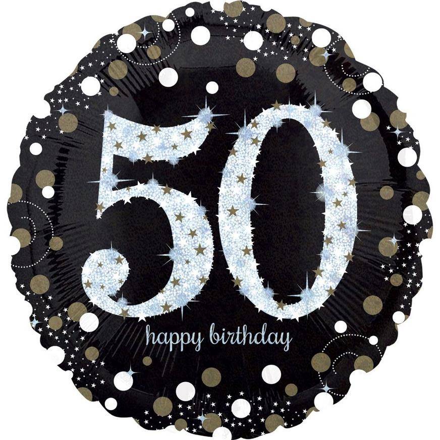 Uninflated 50th Birthday Balloon 18in -Sparkling Celebration, 18in
