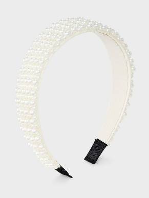 Girls' Pearls Wide Headband - art class™ White: Fashion Hair Accessory, ABS & Polyester