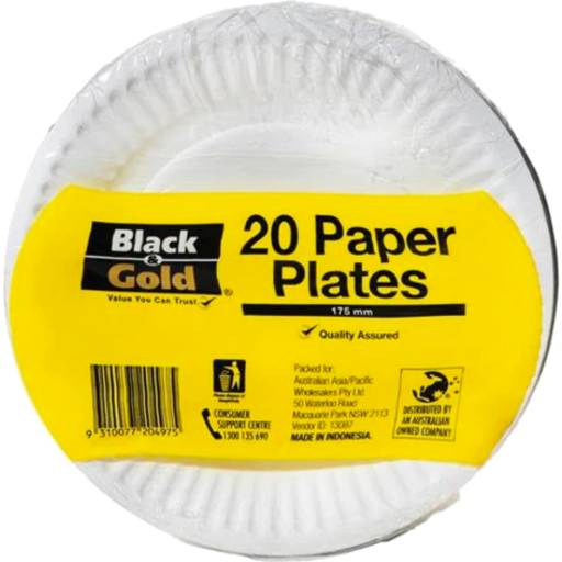 Black & Gold Paper Plates (20 pack)
