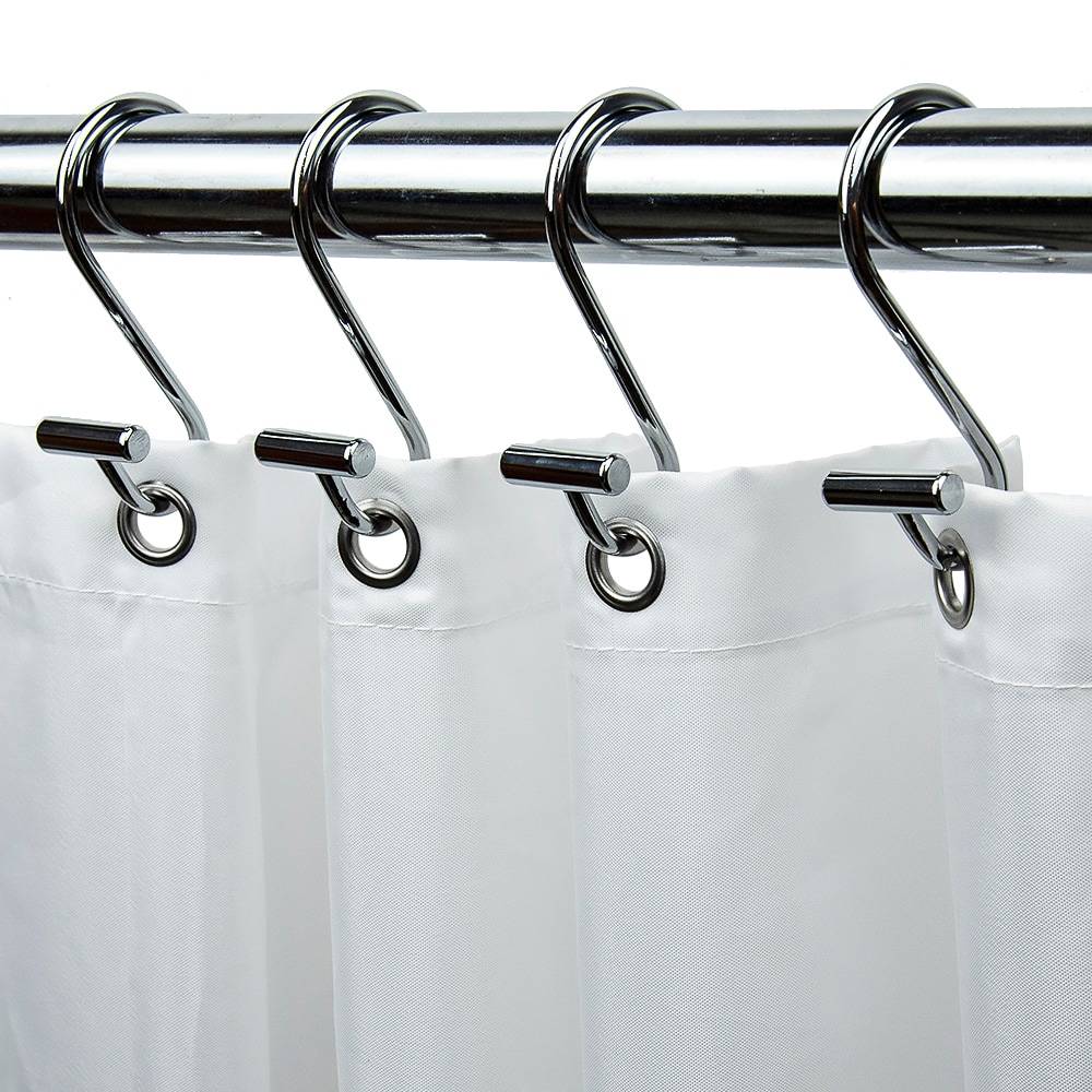 allen + roth Chrome Stainless Steel Single Shower Curtain Hooks (12-Pack) | SHLSNH01CH