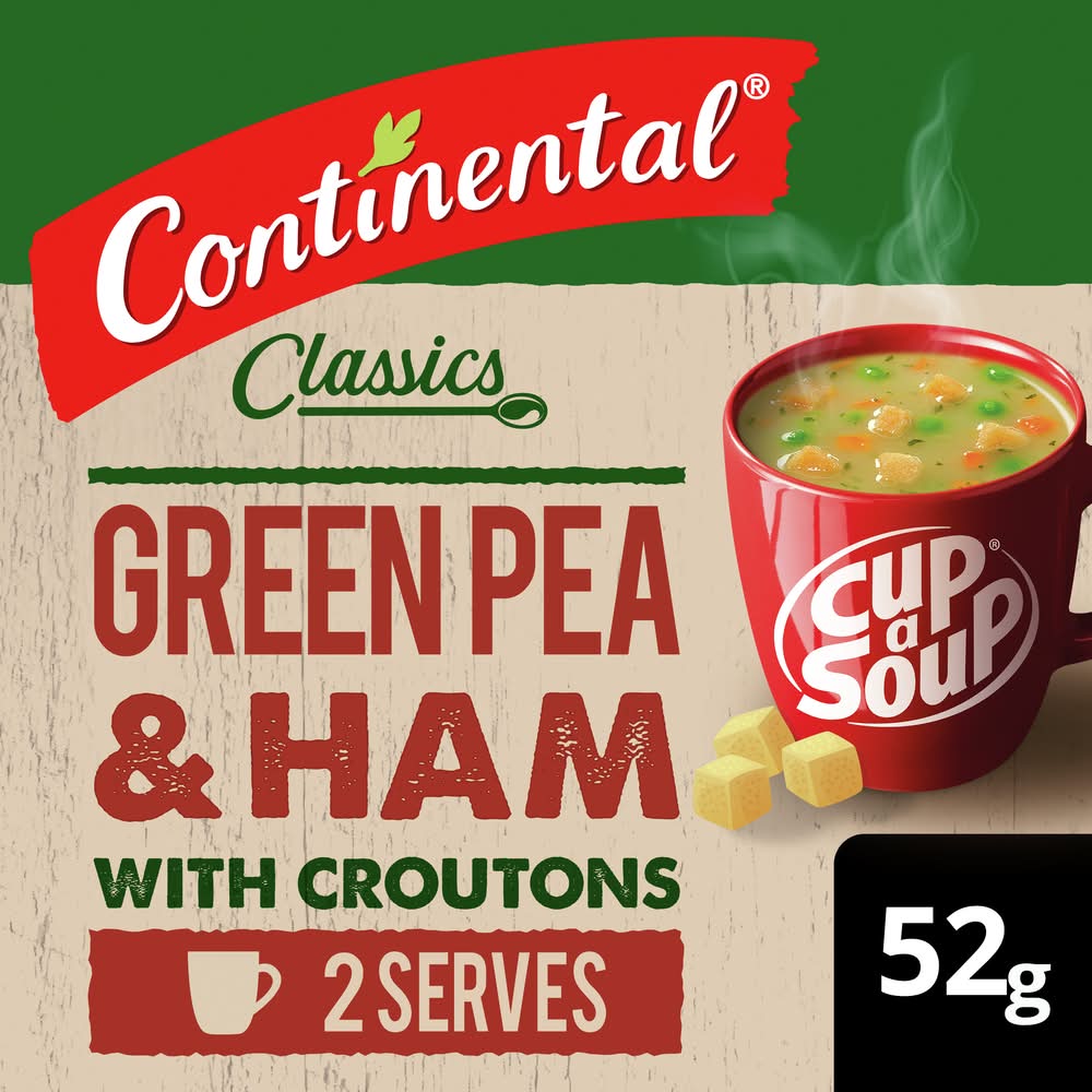 Continental Classics Green Pea & Ham With Croutons Cup a Soup (52g, 2 pack)