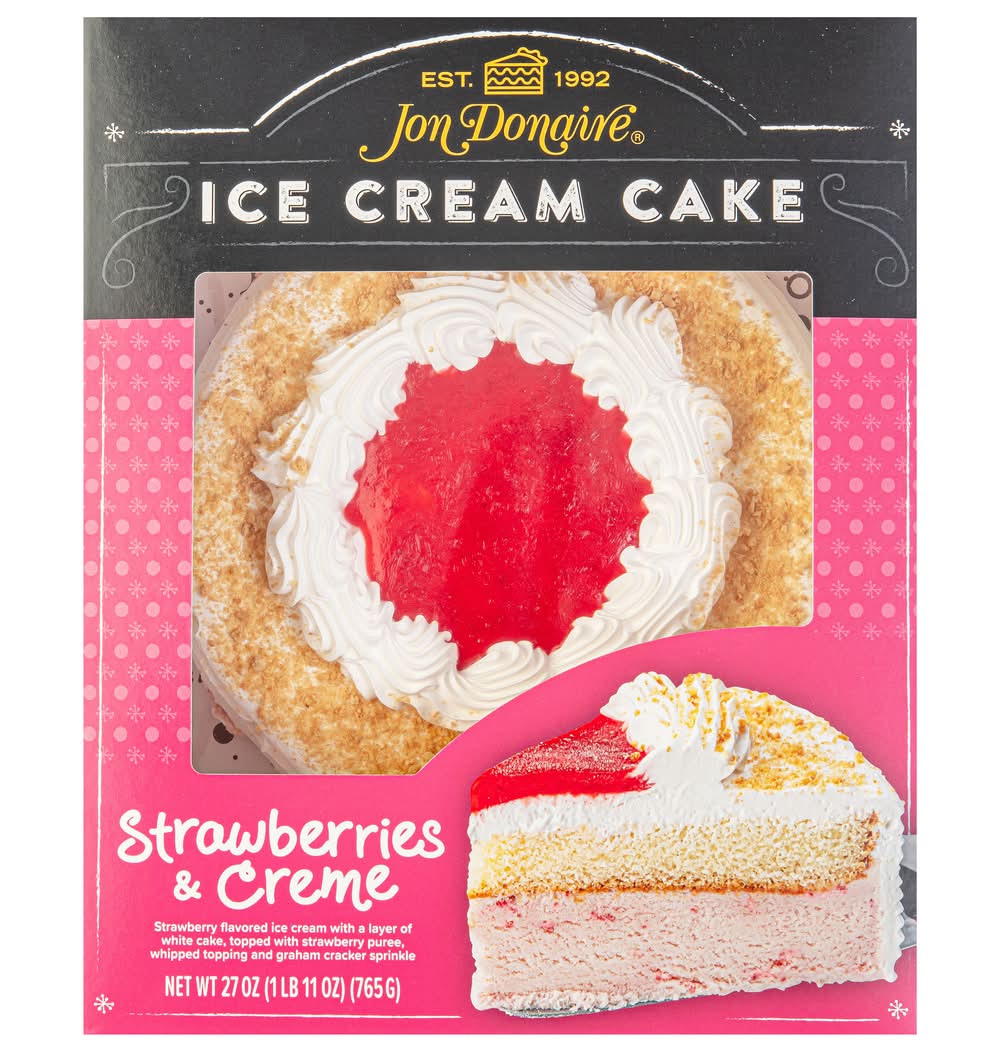 Jon Donaire Ice Cream Cake, Strawberry-Creme (27 oz)