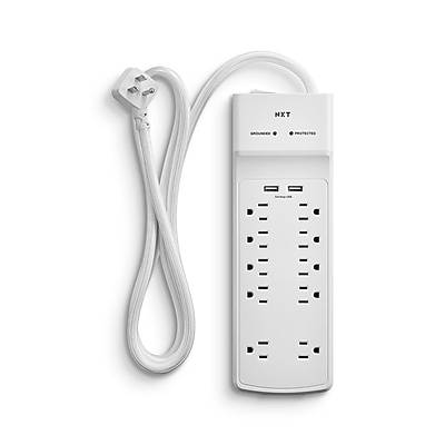 Nxt Technologies 10-outlet 2 Usb Surge Protector 6' Braided Cord 3000 Joules (nx54318)