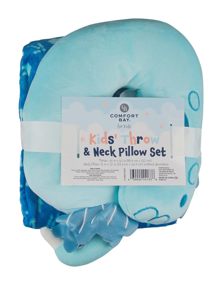 Comfort Bay Kids Throw & Neck Pillow Set 2 Ct Assorted