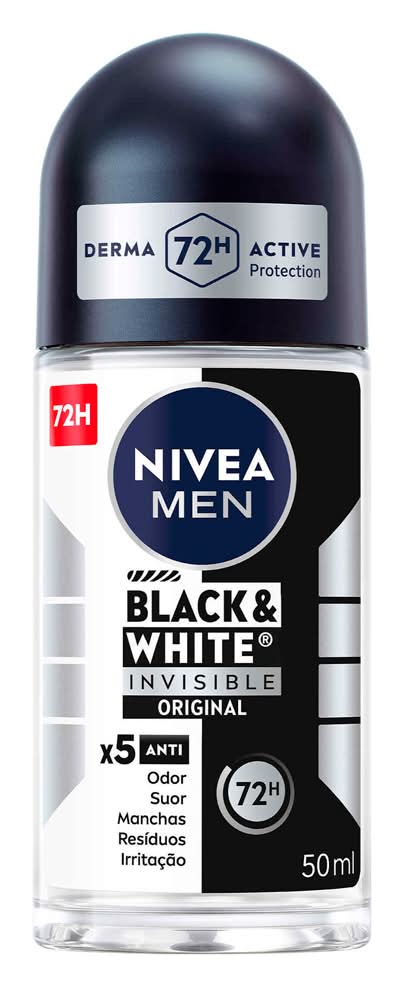 Nivea - Desodorizante roll'on black & white, embalagem de 50 ml