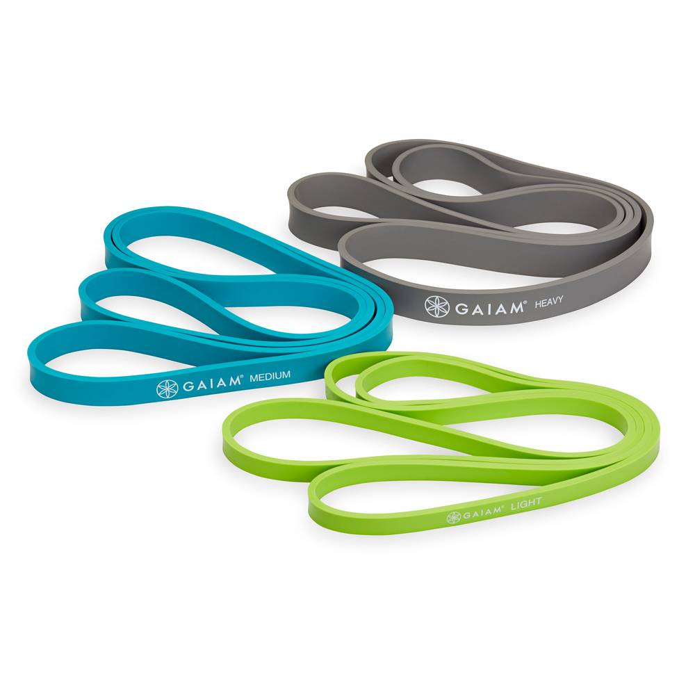 Gaiam Resistance Training Bands, Blue-Green-Grey (3 pack)