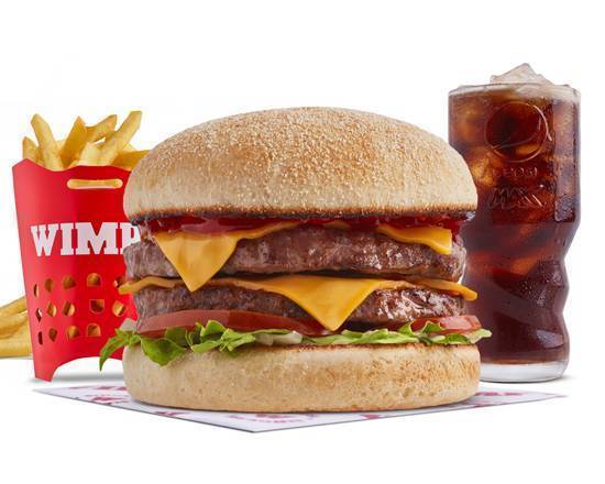 Double Wimpy Cheeseburger, Chips & Sparkling Drink