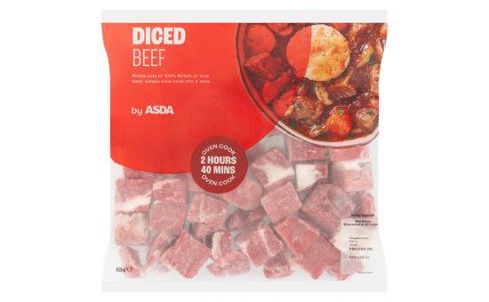 ASDA Frozen Diced Beef 450G