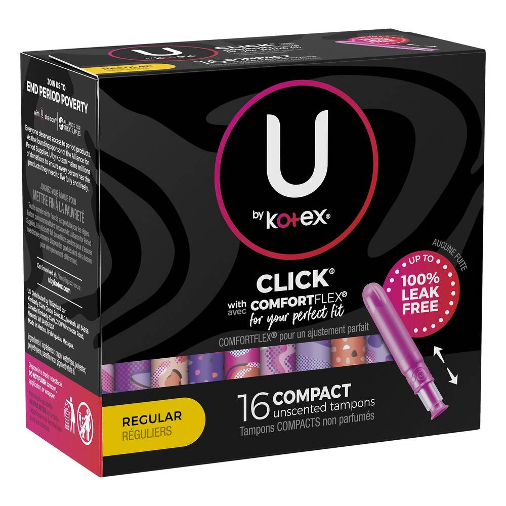 U By Kotex Unscented Compact Regular Tampons (16 units)