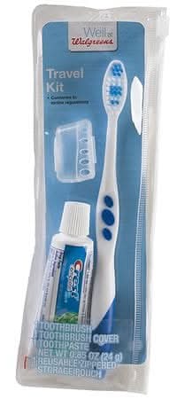 Walgreens Travel Kit With Toothbrush Cover Toothpaste Reusable Storage Pouch (0.85 oz)