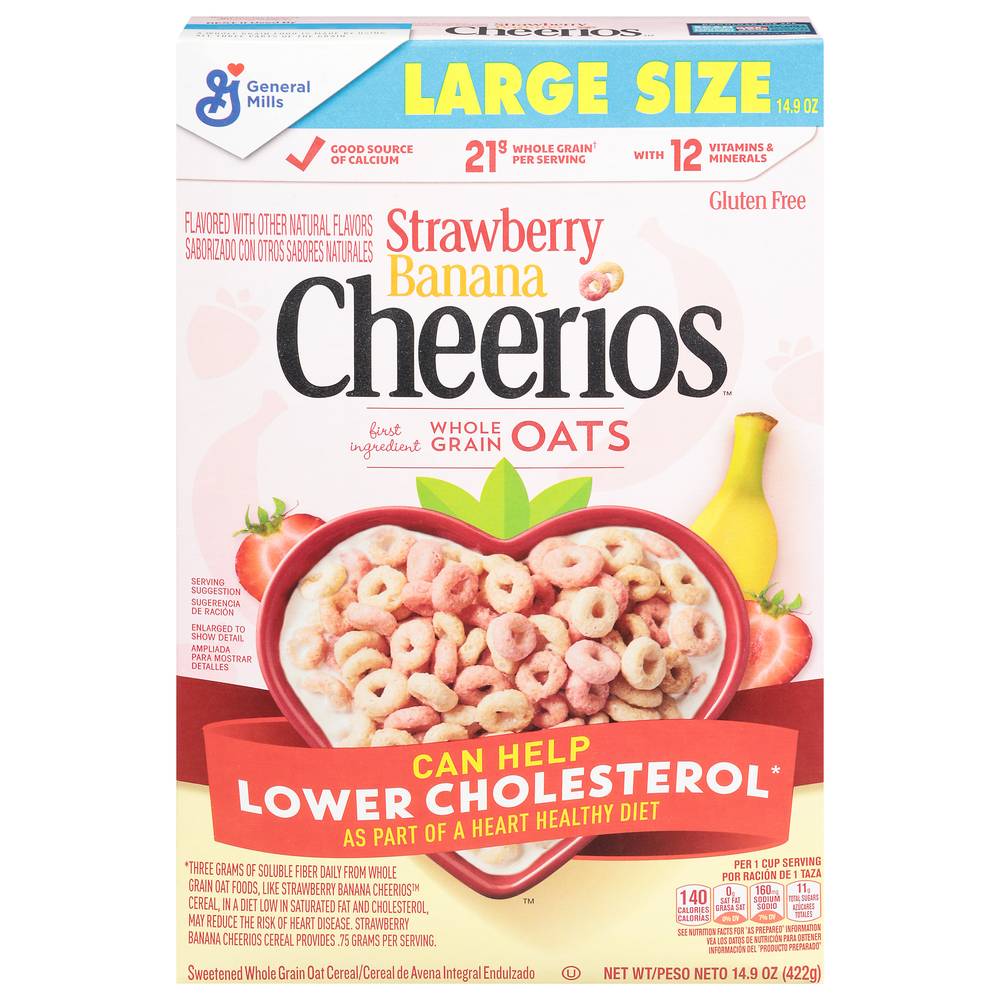 Cheerios Large Breakfast Cereal, Strawberry-Banana (14.9 oz)