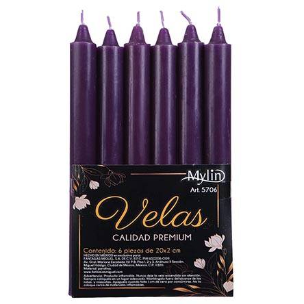 Paquete Velas Lisas 20x2cm - Morado