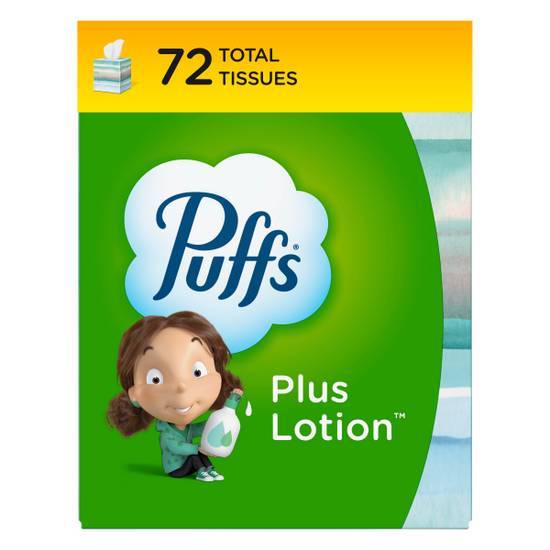 Puffs Plus Lotion Facial Tissue, 1 Mega Cube, 72 Tissues Per Box
