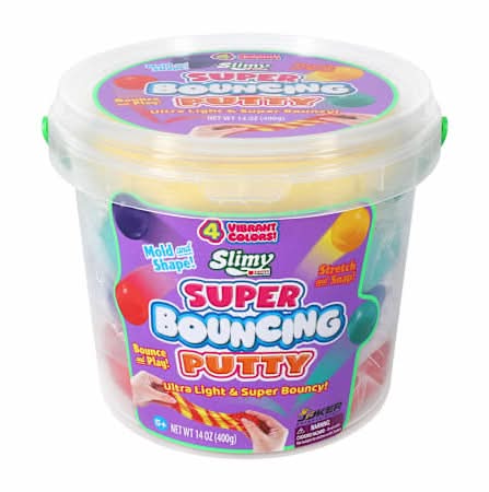 Slimy Super Bouncing Putty Tub 14oz Purple/Red/Yellow/Teal