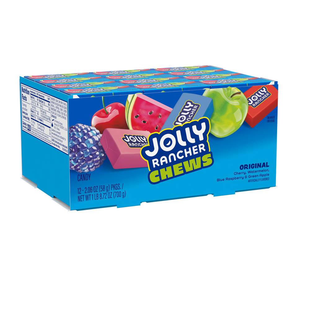 Jolly Rancher Chews (12 ct), Green Apple, Watermelon, Cherry, Blue Raspberry (2.06 oz, 12 ct)