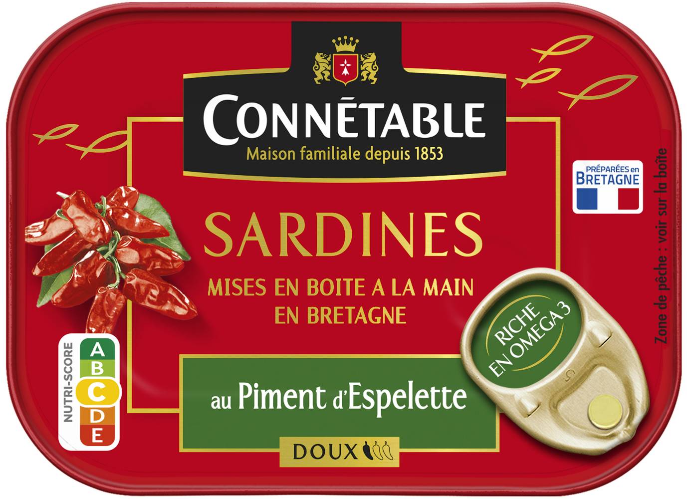 Connétable - Sardines à l'huile d'olive vierge extra et au piment d'espelette (115g)