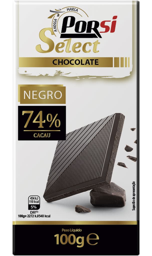 PorSi Select - Tablete de chocolate negro 74% cacau, 100 g