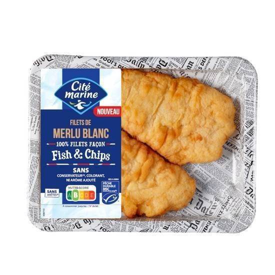 Filets de merlu blanc msc fish & chips - 250g - frais