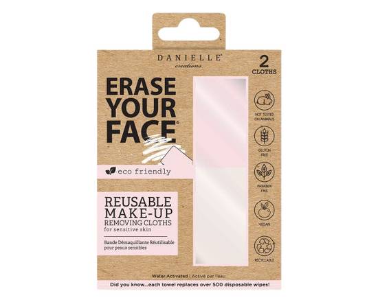 Ensemble De 2 Linges Démaquillants « Erase Your Face » (None) - Erase Your Face Reusable Make-Up Removing Cloths (2 units)