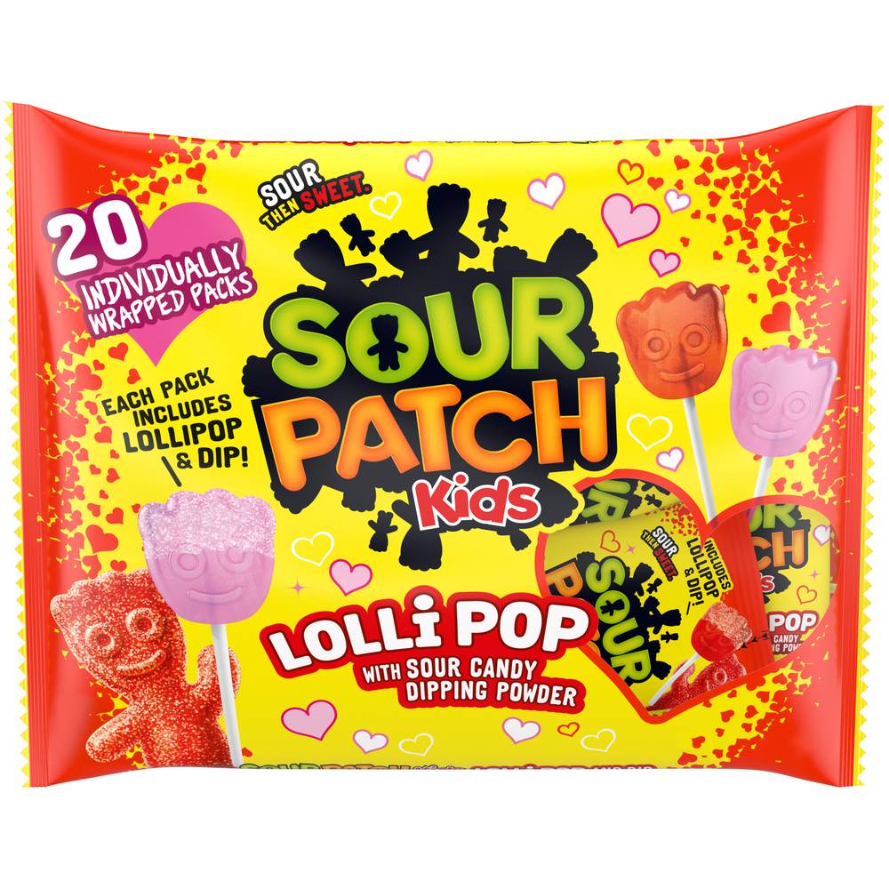 Sour Patch Kids Lollipop With Sour Candy Dipping Powder Valentines Day