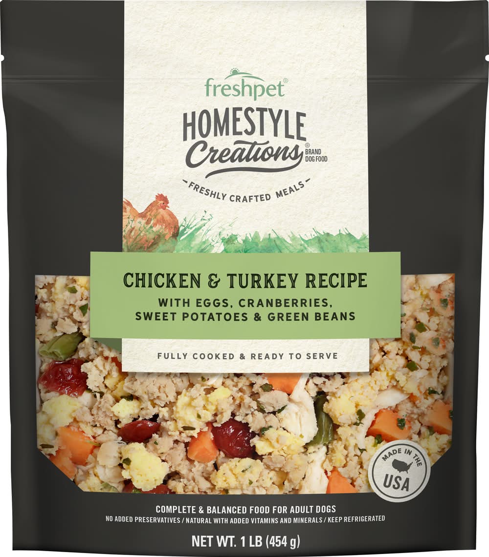 Freshpet Homestyle Creations Fully Cooked Wet Dog Food, Chicken & Turkey, Adult (1 lbs)