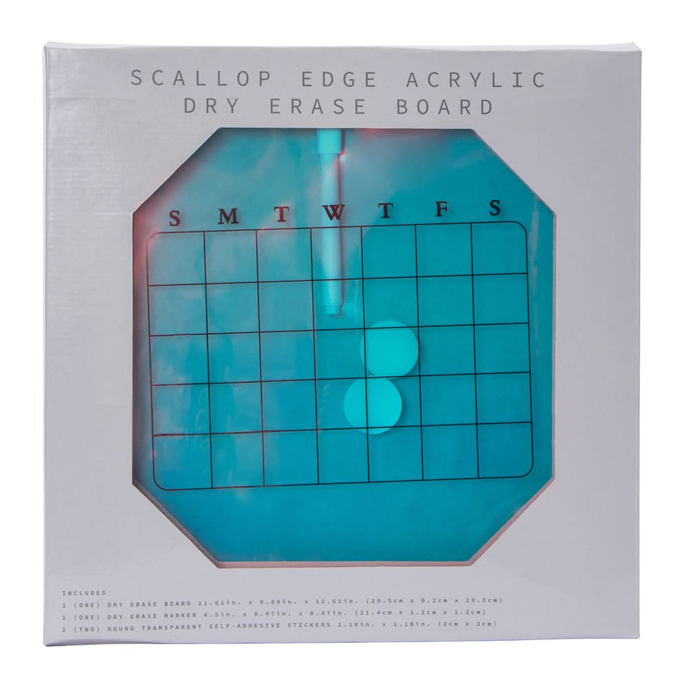 Scallop Edge Acrylic Dry Erase Board 11.61in Iridescent