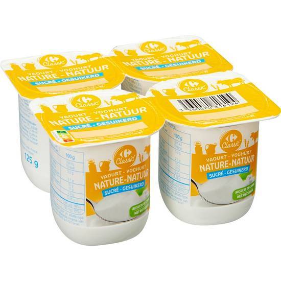 Carrefour Classic' - Yaourt nature sucré (4pièces)