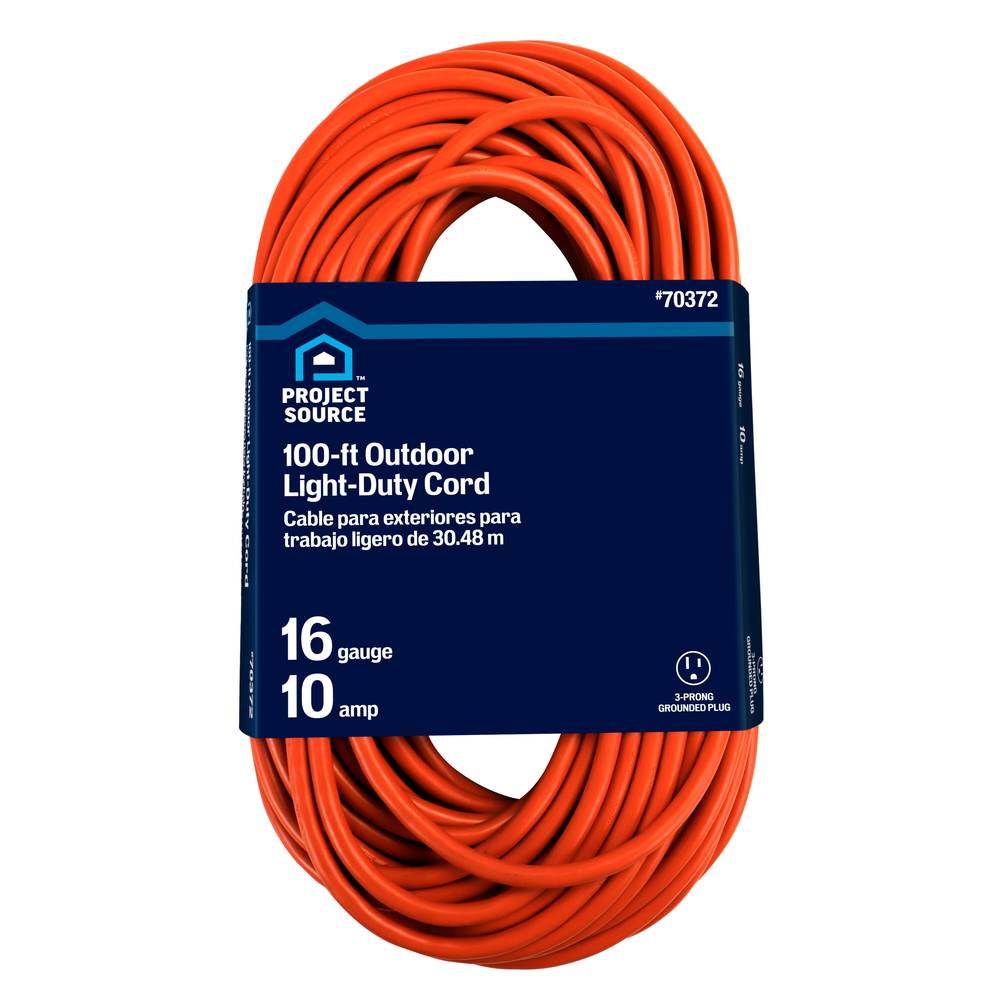 Project Source Light Duty 100-ft 16/3 3 Prong Orange Outdoor SJTW Light Duty General Extension Cord | UT501635