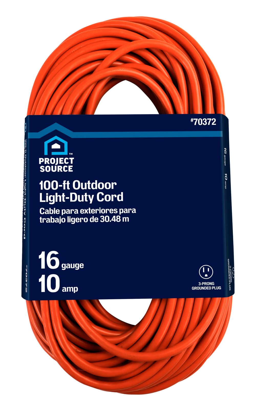 Project Source 100-ft 16 / 3 3 Prong Orange Outdoor SJTW Light Duty General Extension Cord