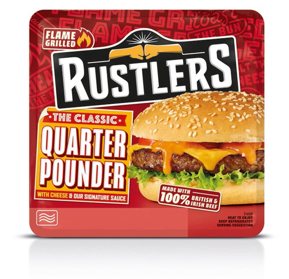 Rustlers The Iconic Quarter Pounder Burger With Cheese & Our Signature Sauce (190g)