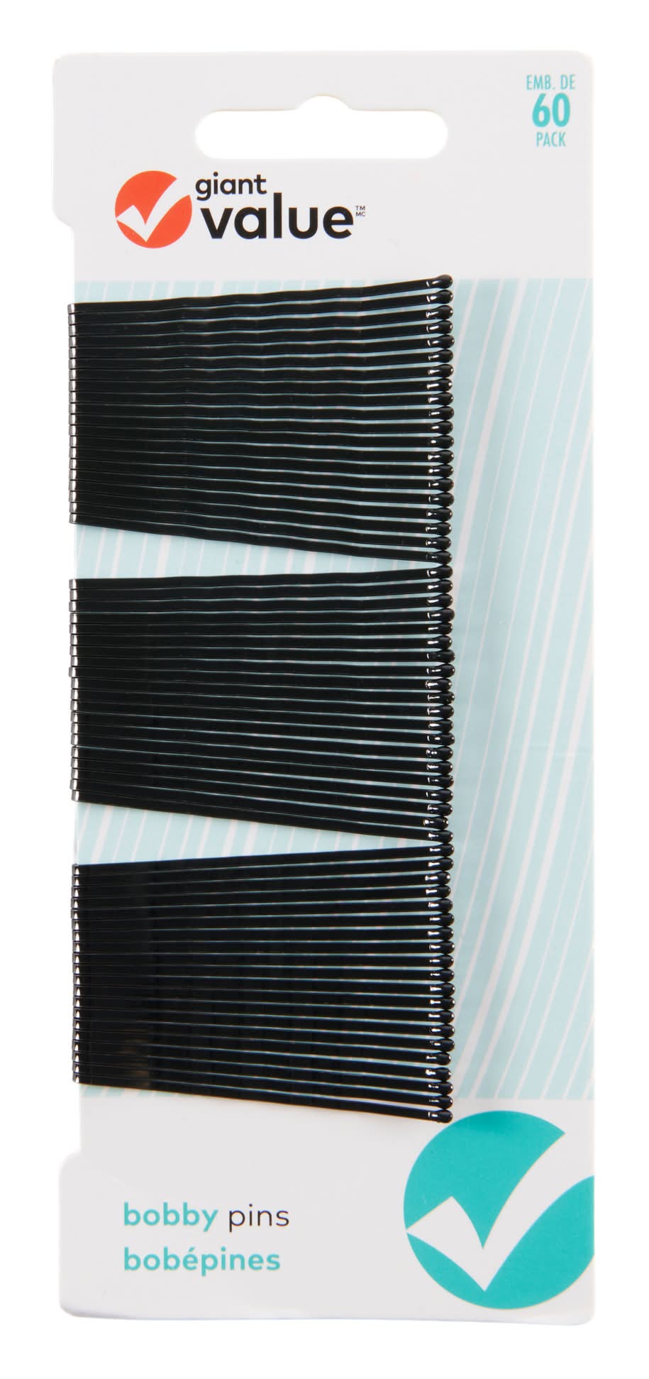 Giant Value Bobby Pins, Black (60 ct)