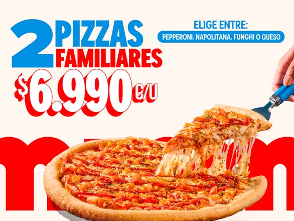 2 Pizzas Familiares a 6.990 c/u