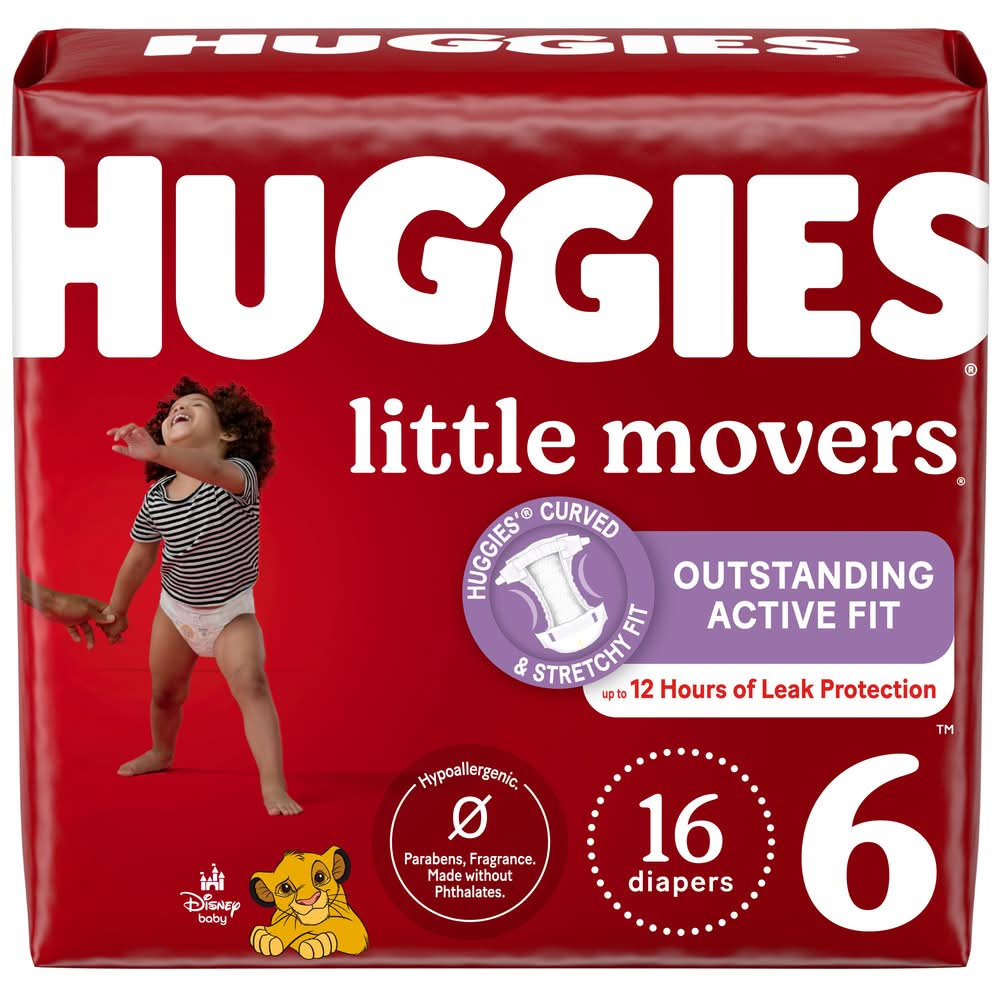 Huggies Little Movers Baby Diapers, 6 (16 ct)