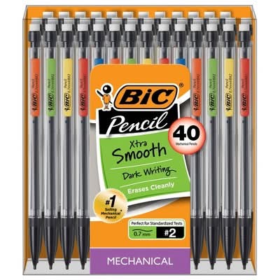 BiC Mechanical Pencils With Erasers, 0.7 mm, Multicolor (40 ct)