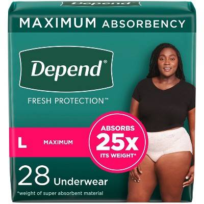 Depend Fresh Protection Postpartum Underwear For Women, Large (28 ct)