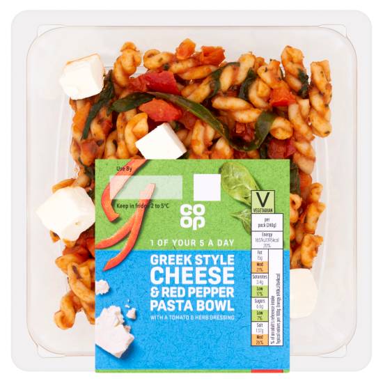 Co-Op Greek Style Cheese & Red Pepper Pasta Bowl 240g