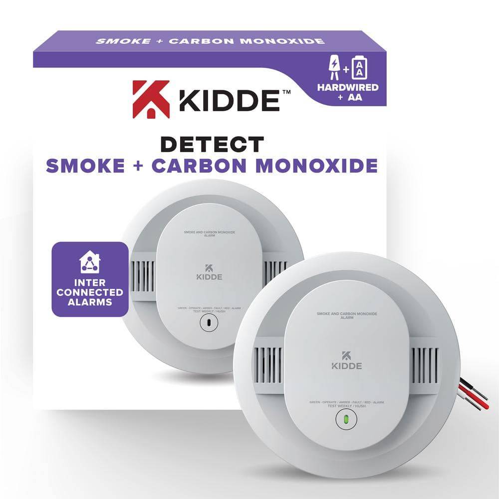 Kidde Hardwired Combination Smoke And Carbon Monoxide Detector With Interconnected Alarm And Led Warning Lights