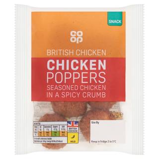 Co-op Chicken Poppers Seasoned Chicken in a Spicy Crumb 70g