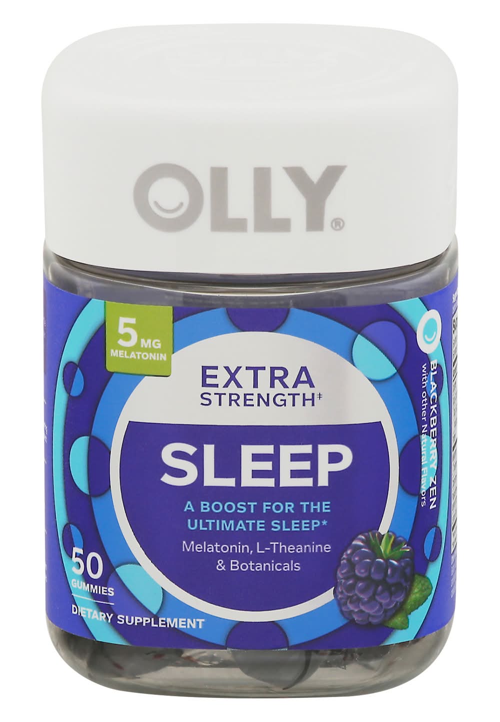 Olly Extra Strength Sleep Dietary Supplement Gummies 5 mg, Blackberry Zen (50 ct)