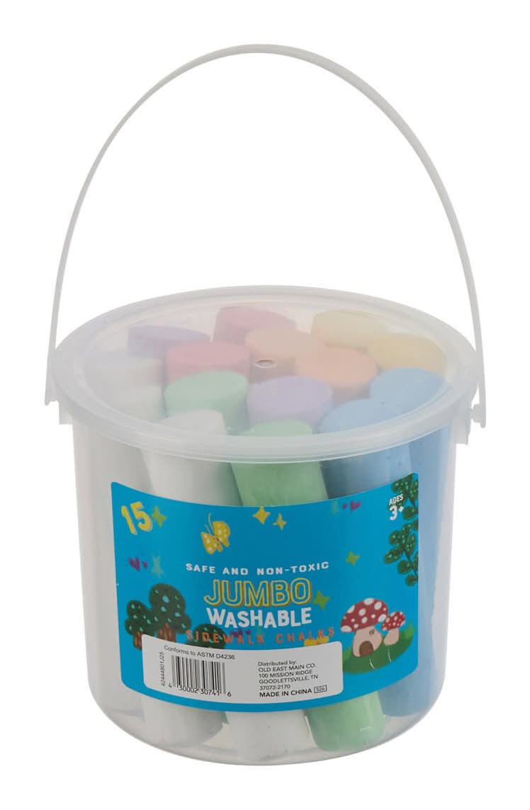 Jumbo Washable Sidewalk Chalk Bucket Jumbo 15 Pc