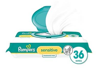Pampers Sensitive Fragrance Free Baby Wipes, 36 Wipes/Pack (18860)