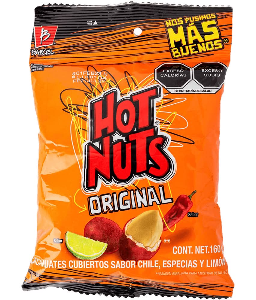 Hot Nuts · Cacahuate cubierto original, chile-limón (160 g)